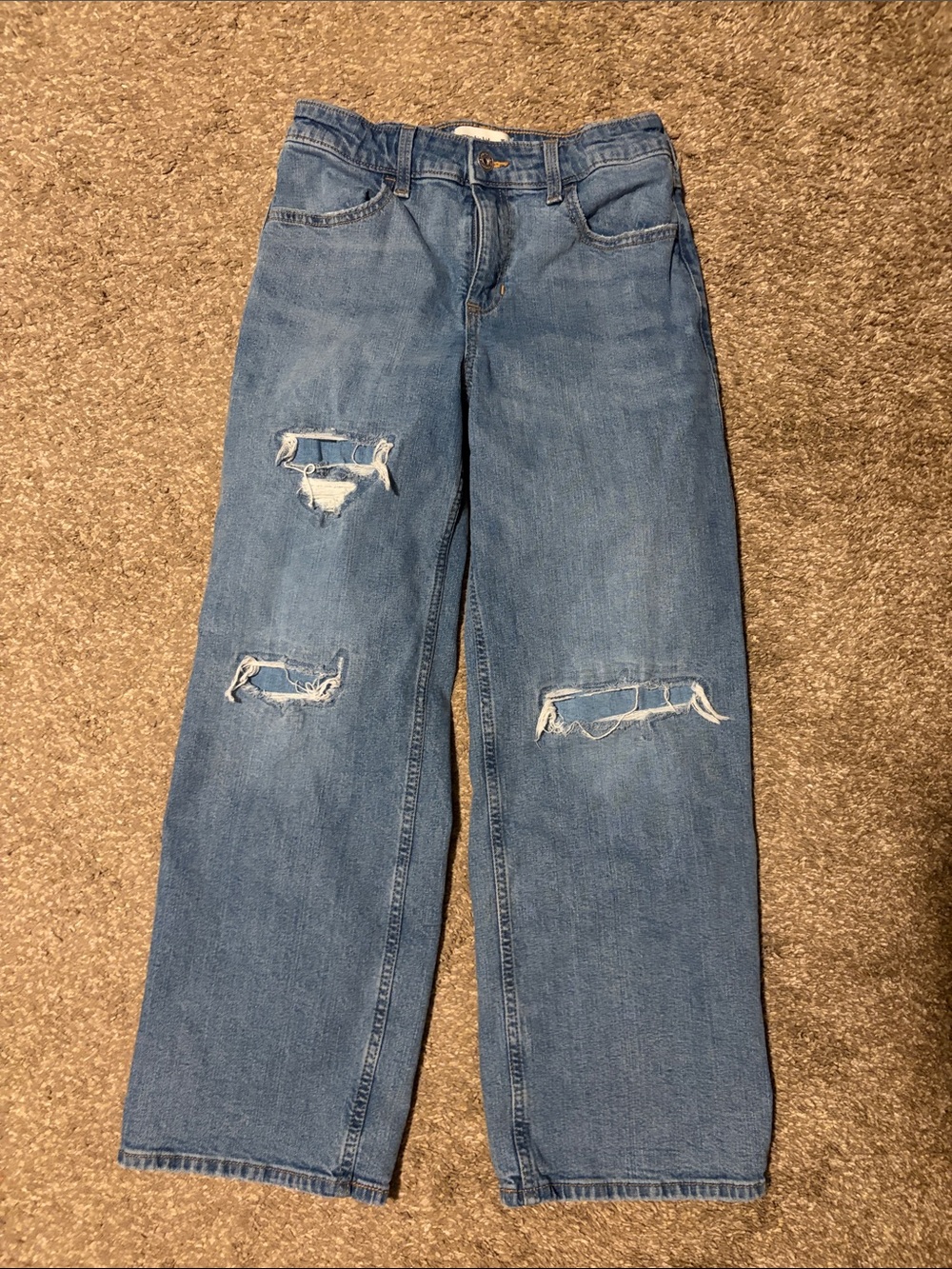 abercrombie kids Light Blue Distressed Wide Leg Jeans